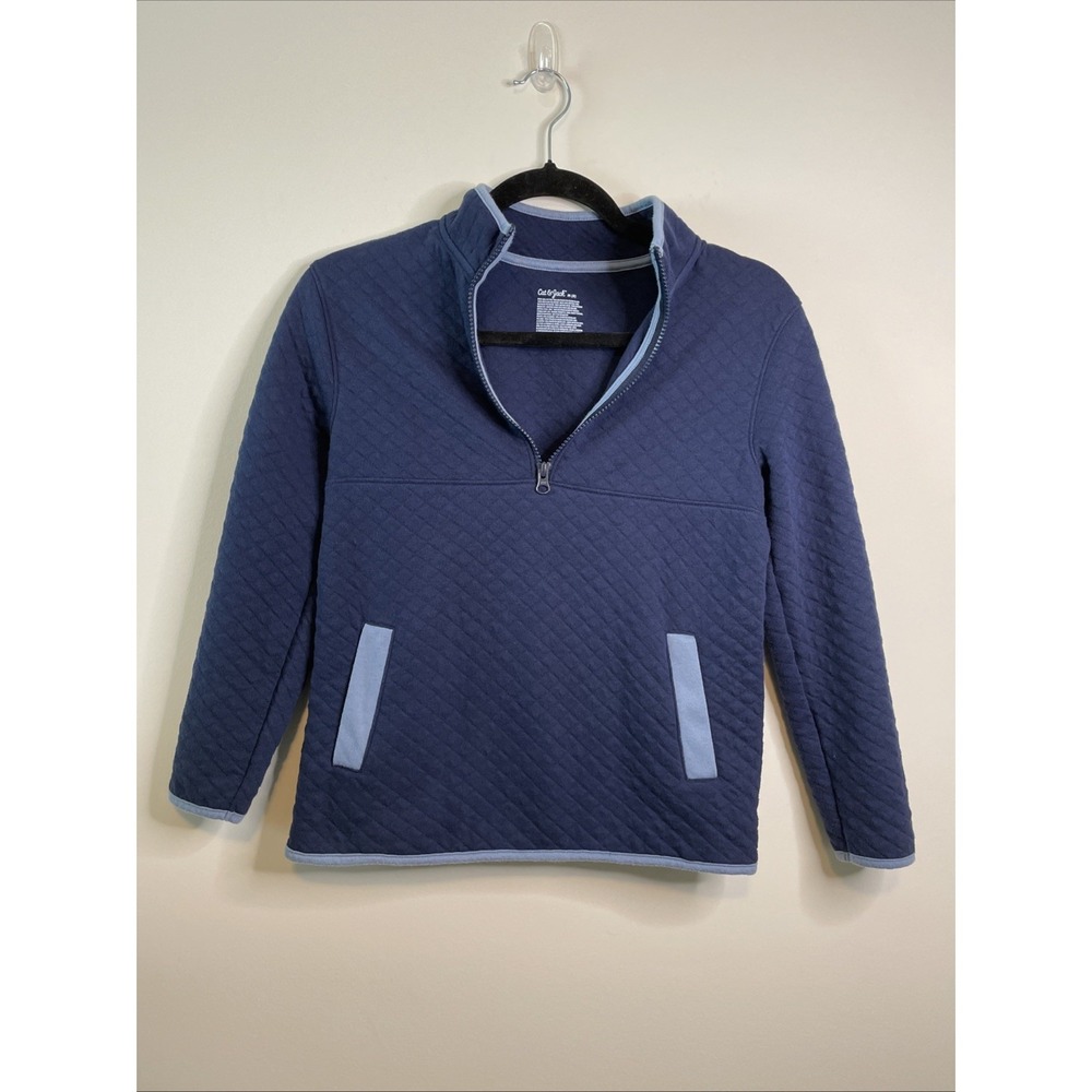 Cat & Jack Boys‎ M 8 Navy Blue Quilted Half Zip Pullover Jacket